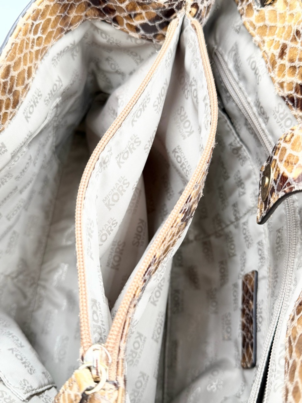 Michael Kors Brown Snakeskin Leather Satchel EUC - Picture 8 of 8